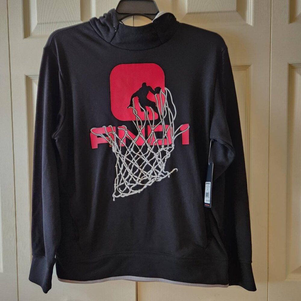 AND1 Bank Shot Hoodie Black M Basketball Graphic